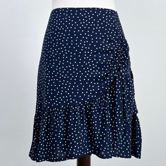 Francesca's Navy Blue Polka Dot Side Cinch Mini Skirt NWT - Picture 1 of 8